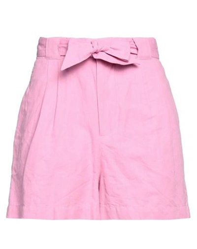 Shop Maison Scotch Woman Shorts & Bermuda Shorts Pink Size L Organic Cotton, Linen