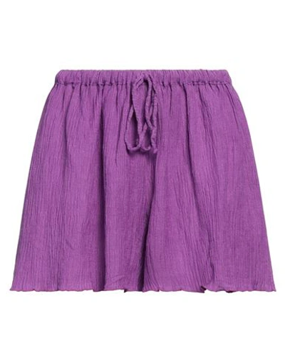 Shop Faithfull The Brand Woman Shorts & Bermuda Shorts Mauve Size 6 Linen, Rayon In Purple