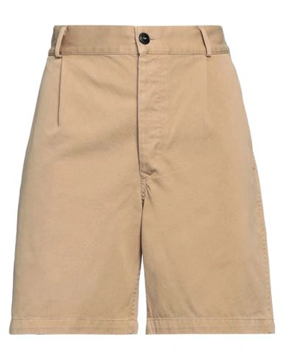 Shop Fortela Woman Shorts & Bermuda Shorts Camel Size 6 Cotton In Beige