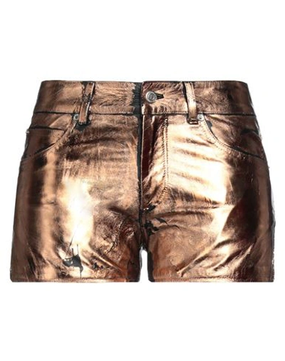 Shop Golden Goose Woman Shorts & Bermuda Shorts Copper Size 4 Ovine Leather In Orange