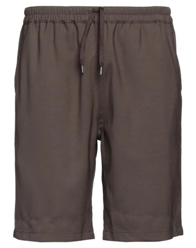 Shop Sandro Man Shorts & Bermuda Shorts Dark Brown Size 30 Wool, Polyester, Elastane
