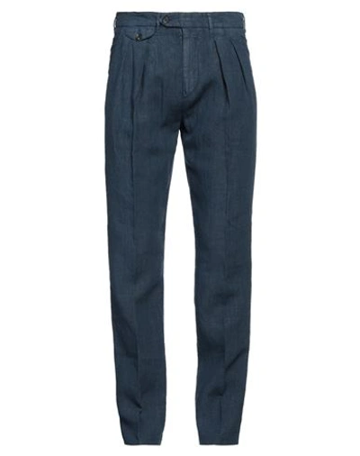 Shop Lardini Man Pants Navy Blue Size 36 Linen