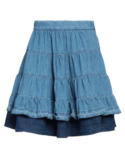 Shop Sandro Woman Denim Skirt Blue Size 8 Cotton