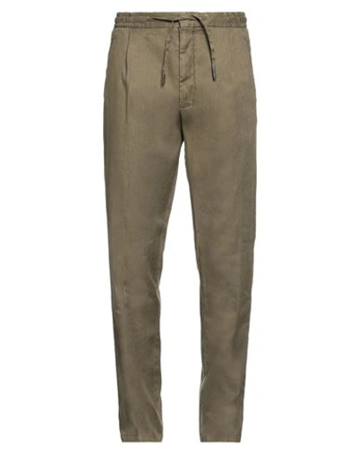 Shop Lardini Man Pants Military Green Size 38 Linen, Cotton, Elastane