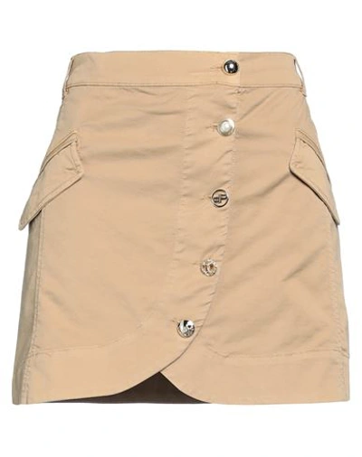 Shop Pinko Woman Mini Skirt Beige Size 10 Cotton, Elastane