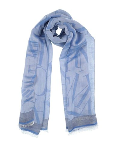 Shop Emporio Armani Woman Scarf Light Blue Size - Viscose, Modal, Polyester