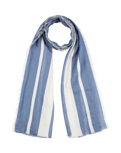 Shop Emporio Armani Woman Scarf Light Blue Size - Cotton, Linen, Viscose