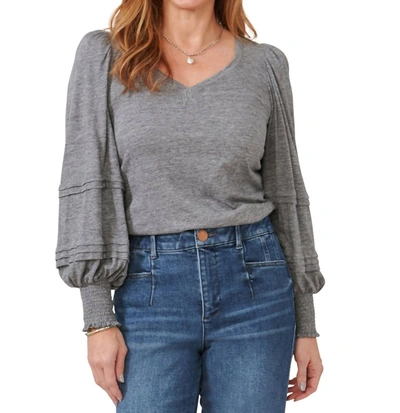 Shop Democracy Long  Blouse In Heather Charcoal In Grey