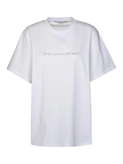 Shop Stella Mccartney T-shirt Logo Glitter In White