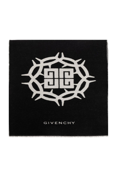 Shop Givenchy Logo Intarsia Scarf In Black