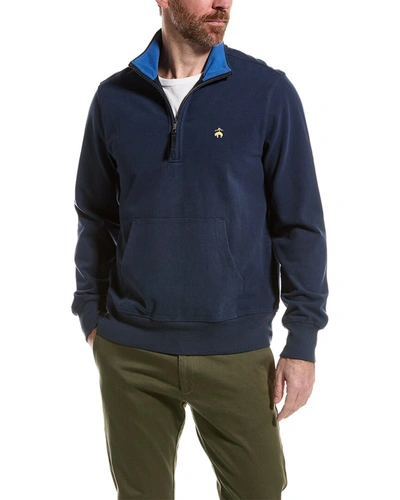 Shop Brooks Brothers Sueded Jersey 1/2-zip Pullover In Blue