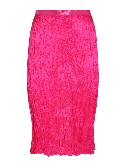 Shop Acne Studios Fuchsia Silk Blend Skirt In Multicolour