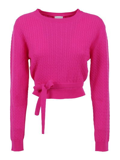 Shop Patou Wool Knited Jumper With Laces In Fuchsia