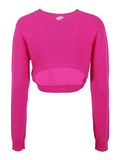 Shop Patou Wool Knited Jumper With Laces In Fuchsia