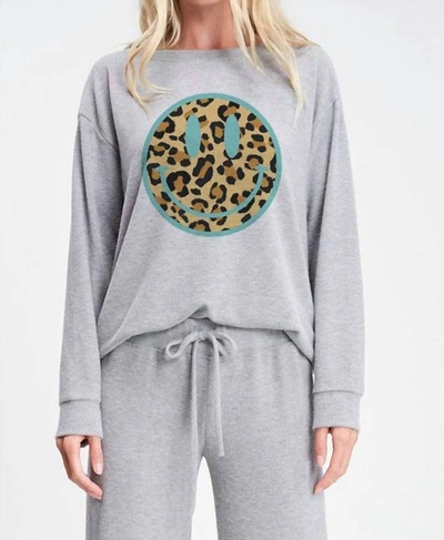 Shop Phil Love Leopard Smiley Loungewear Set In Heather Grey