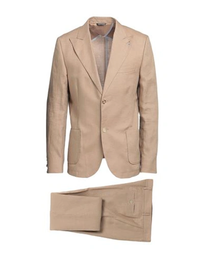 Shop Grey Daniele Alessandrini Man Suit Camel Size 42 Linen In Beige
