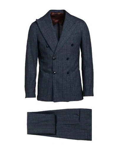 Shop Barba Napoli Man Suit Midnight Blue Size 42 Virgin Wool, Silk, Linen