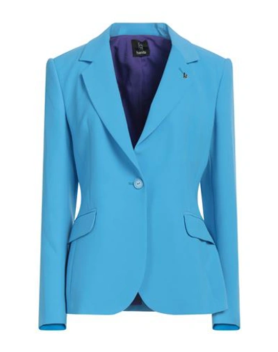 Shop Hanita Woman Blazer Azure Size 12 Polyester, Elastane In Blue