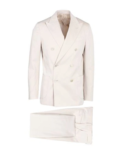 Shop Lardini Man Suit Beige Size 42 Cotton, Polyamide, Elastane