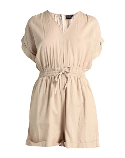 Shop Pieces Woman Jumpsuit Sand Size M Cotton, Linen In Beige