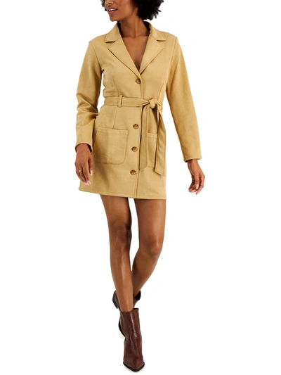 Shop Kit & Sky Juniors Womens Faux Suede Short Mini Dress In Brown