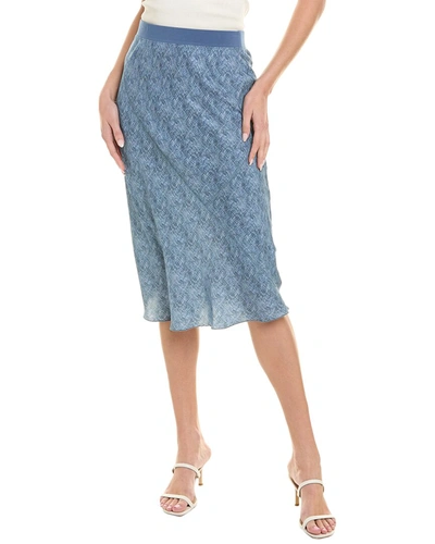 Shop Atm Anthony Thomas Melillo Pull-on Silk Charmeuse Midi Skirt In Blue