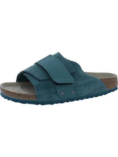 Shop Birkenstock Kyoto Womens Suede Cork Slide Sandals In Blue