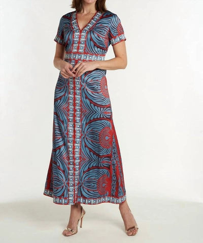 Shop Ck Bradley Leland Short Sleeve Dress In Frangipani Plum In Multi