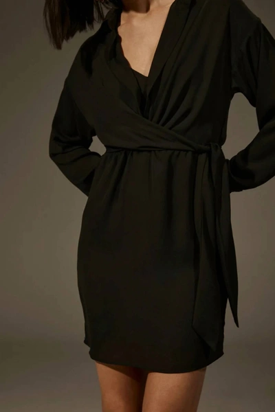 Shop Krisa Wrap Shirt Dress In Black