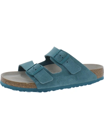 Shop Birkenstock Arizona Bs Womens Suede Cork Slide Sandals In Blue
