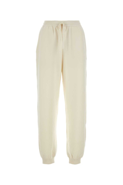 Shop Prada Drawstring Knitted Trousers In White