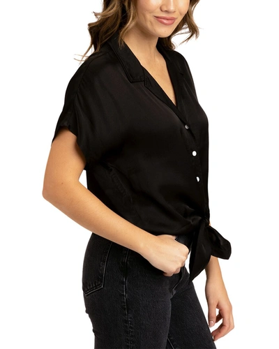 Shop Threads 4 Thought Sheena Sateen Button-up Shirt In Black