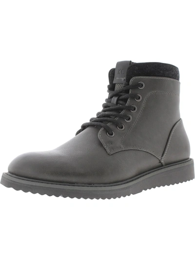 Shop Unlisted Russel 2.0 Mens Round Toe Ankle Combat & Lace-up Boots In Grey