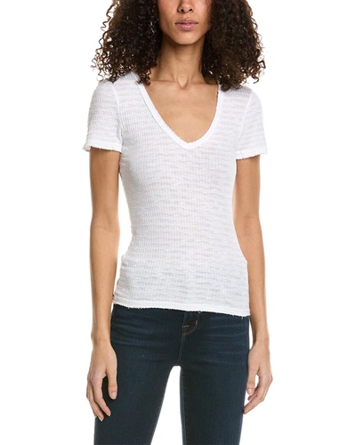 Shop Project Social T Denise Striped Rib V-neck T-shirt In White
