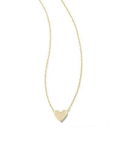 Shop Kendra Scott Framed Ari Heart Pendant Necklace In Gold Iridescent Drusy In Multi