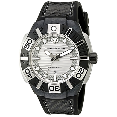 Shop Technomarine Reef Quartz Silver Dial Men's Watch 514001 In Black / Silver
