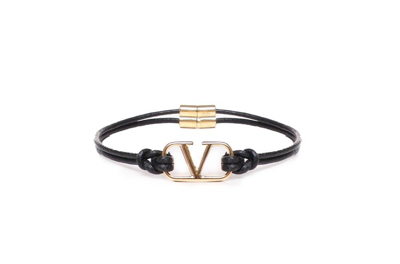 Shop Valentino Garavani Vlogo Detailed Bracelet In Black