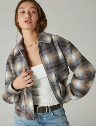 Shop Lucky Brand Women's Cropped Plaid Jacket In Multi