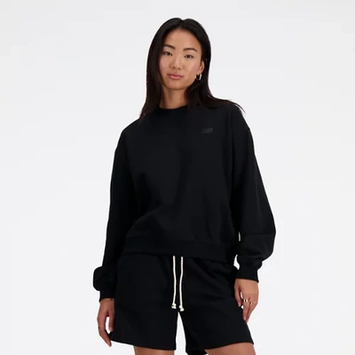 Shop New Balance Women's Athletics French Terry Crew Shirt In Black