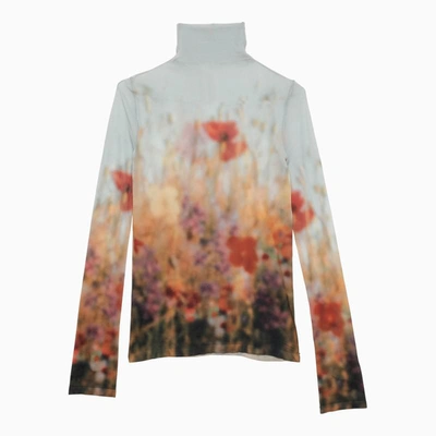 Shop Acne Studios Floral Nylon Turtleneck Sweater In Grey