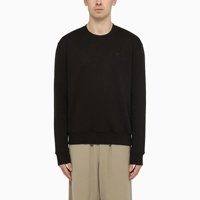 Shop Ami Alexandre Mattiussi Ami Paris Ami De Coeur Crewneck Sweatshirt In Black