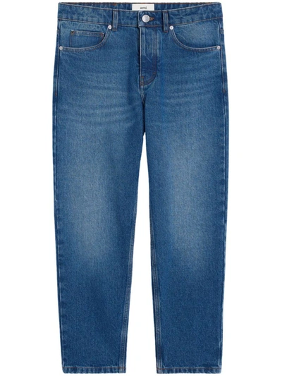 Shop Ami Alexandre Mattiussi Ami Paris Low-rise Straight-leg Jeans In Bleu Used