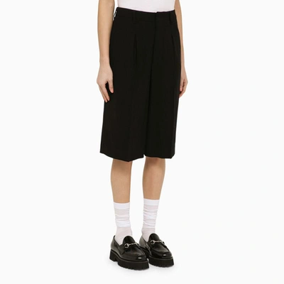 Shop Ami Alexandre Mattiussi Ami Paris Wool-blend Bermuda Shorts In Black