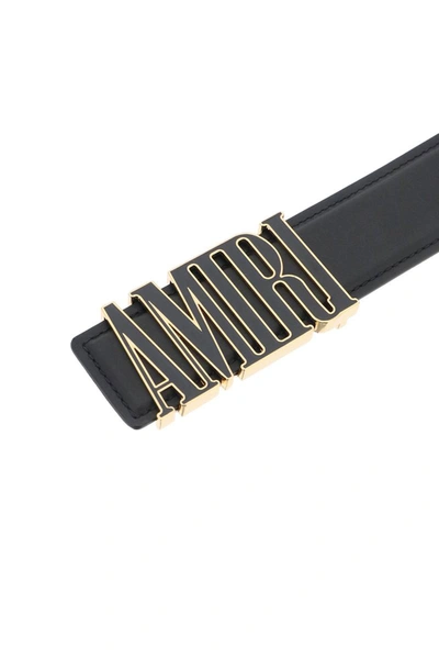 Shop Amiri Logo Buckle Belt In Black