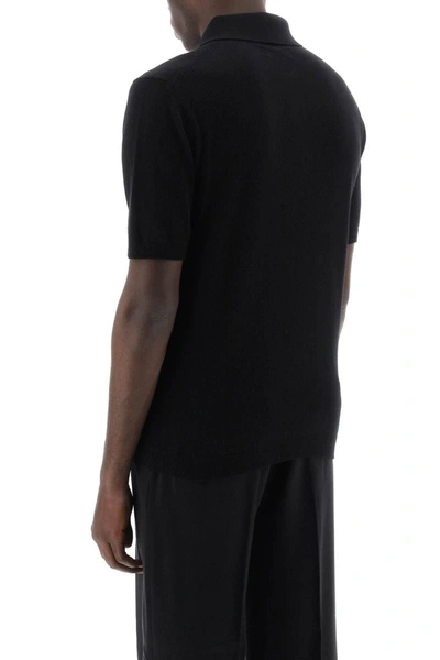 Shop Amiri Stack Logo Cashmere Polo Shirt In Black