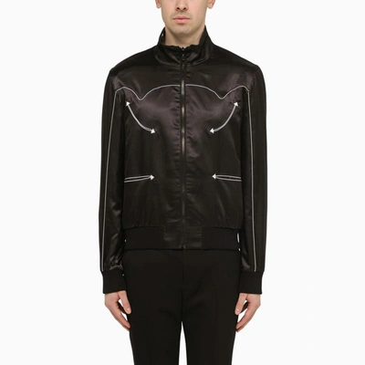 Shop Balmain Reversible Bomber Jacket With Stars In Black