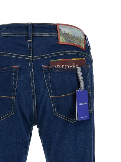 Shop Jacob Cohen Blue Slim Jeans In Mixed Cotton Man