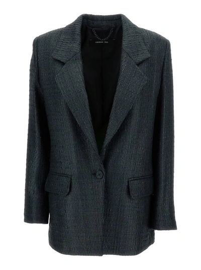 Shop Federica Tosi Black Single-breasted Jacket With A Single Button In Cotton Blend Man