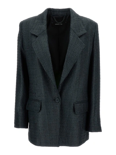 Shop Federica Tosi Black Single-breasted Jacket With A Single Button In Cotton Blend Man