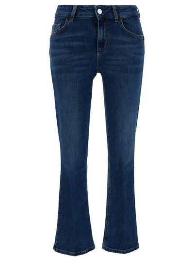 Shop Liu •jo Blue Slightly Flared Five Pocket Jeans In Cotton Denim Woman